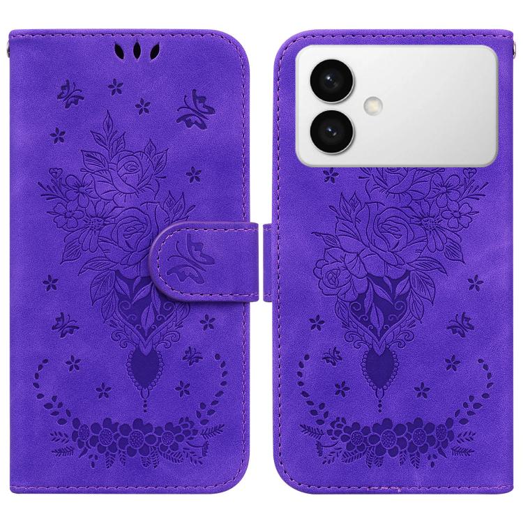 Custodia per telefono in pelle goffrata con farfalla e rosa, For Samsung Galaxy S26+ 5G, For Samsung Galaxy S26 Edge 5G, For Samsung Galaxy S26 Ultra 5G, For Samsung Galaxy S26 5G
