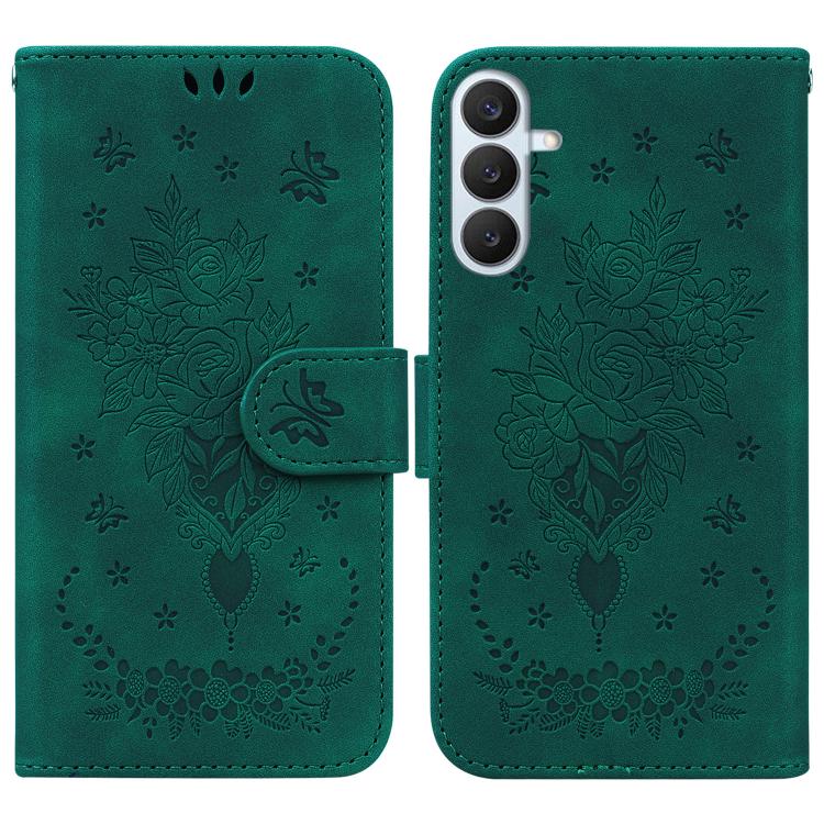 Custodia per telefono in pelle goffrata con farfalla e rosa, For Samsung Galaxy S26+ 5G, For Samsung Galaxy S26 Edge 5G, For Samsung Galaxy S26 Ultra 5G, For Samsung Galaxy S26 5G