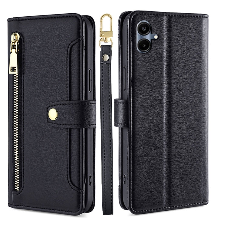 Portafoglio con cerniera a tracolla in pelle con texture di pecora, custodia per telefono, For Samsung Galaxy A56 5G, For Samsung Galaxy A36 5G, For Samsung Galaxy A06, For Samsung Galaxy Xcover 7 Pro 5G