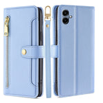 Portafoglio con cerniera a tracolla in pelle con texture di pecora, custodia per telefono, For Samsung Galaxy A56 5G, For Samsung Galaxy A36 5G, For Samsung Galaxy A06, For Samsung Galaxy Xcover 7 Pro 5G