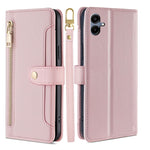 Portafoglio con cerniera a tracolla in pelle con texture di pecora, custodia per telefono, For Samsung Galaxy A56 5G, For Samsung Galaxy A36 5G, For Samsung Galaxy A06, For Samsung Galaxy Xcover 7 Pro 5G