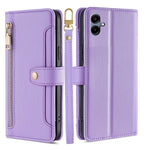 Portafoglio con cerniera a tracolla in pelle con texture di pecora, custodia per telefono, For Samsung Galaxy A56 5G, For Samsung Galaxy A36 5G, For Samsung Galaxy A06, For Samsung Galaxy Xcover 7 Pro 5G