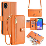 Portafoglio con cerniera a tracolla in pelle con texture di pecora, custodia per telefono, For Galaxy A57 5G, For Galaxy A37 5G, For Samsung Galaxy A17 5G, For Samsung Galaxy F06 5G