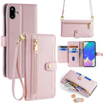 Portafoglio con cerniera a tracolla in pelle con texture di pecora, custodia per telefono, For Galaxy A57 5G, For Galaxy A37 5G, For Samsung Galaxy A17 5G, For Samsung Galaxy F06 5G