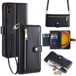 Portafoglio con cerniera a tracolla in pelle con texture di pecora, custodia per telefono, For Samsung Galaxy A56 5G, For Samsung Galaxy A36 5G, For Samsung Galaxy A06, For Samsung Galaxy Xcover 7 Pro 5G