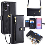 Portafoglio con cerniera a tracolla in pelle con texture di pecora, custodia per telefono, For Galaxy A57 5G, For Galaxy A37 5G, For Samsung Galaxy A17 5G, For Samsung Galaxy F06 5G