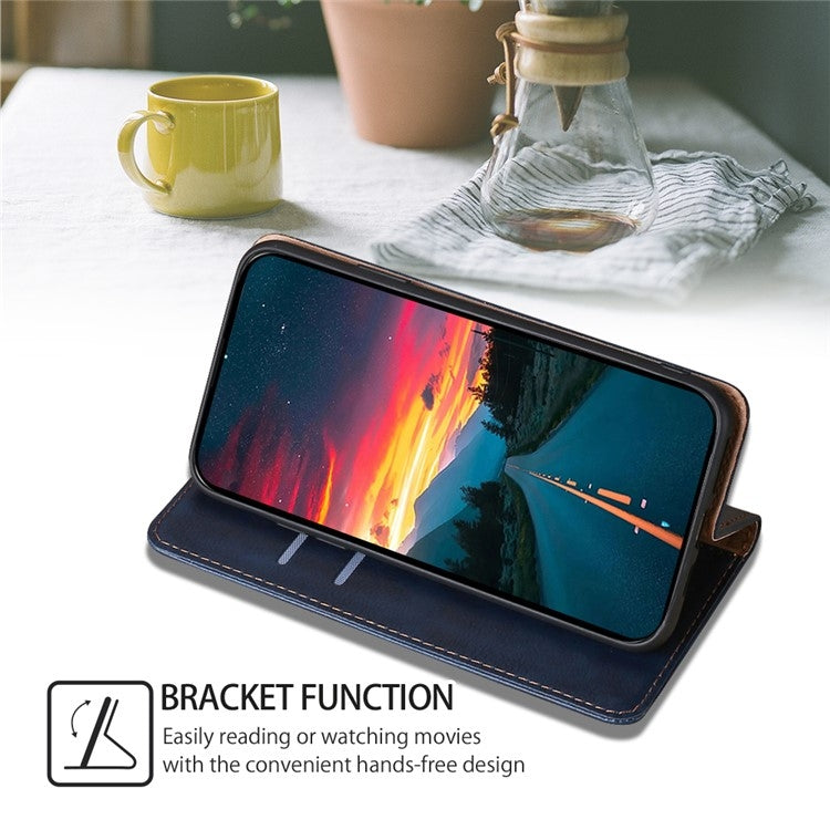 Custodia magnetica per telefono in pelle tinta unita Gloss Oil, For Samsung Galaxy A06