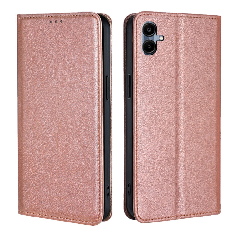 Custodia magnetica per telefono in pelle tinta unita Gloss Oil, For Samsung Galaxy A06