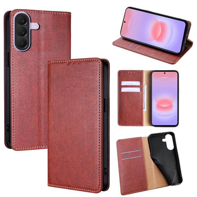 Custodia magnetica per telefono in pelle tinta unita Gloss Oil, For Galaxy A57 5G, For Galaxy A37 5G, For Samsung Galaxy A17 5G, For Samsung Galaxy A56 5G