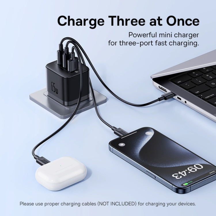 Baseus PD65W Caricabatterie rapido USB e 2 USB-C / Type-C con cavo Type-C da 1 m, UK Plug