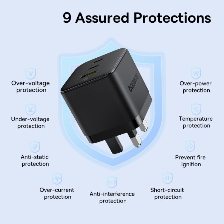 Baseus PD65W Caricabatterie rapido USB e 2 USB-C / Type-C con cavo Type-C da 1 m, UK Plug