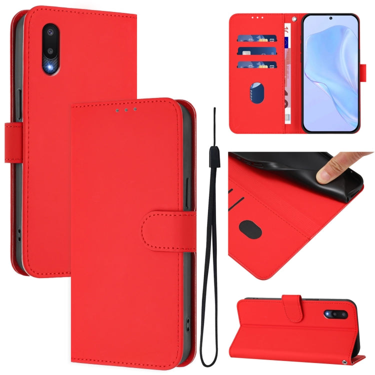Custodia per telefono in pelle tinta unita effetto pelle con cordino, For Samsung Galaxy A02 / M02
