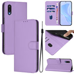 Custodia per telefono in pelle tinta unita effetto pelle con cordino, For Samsung Galaxy A02 / M02
