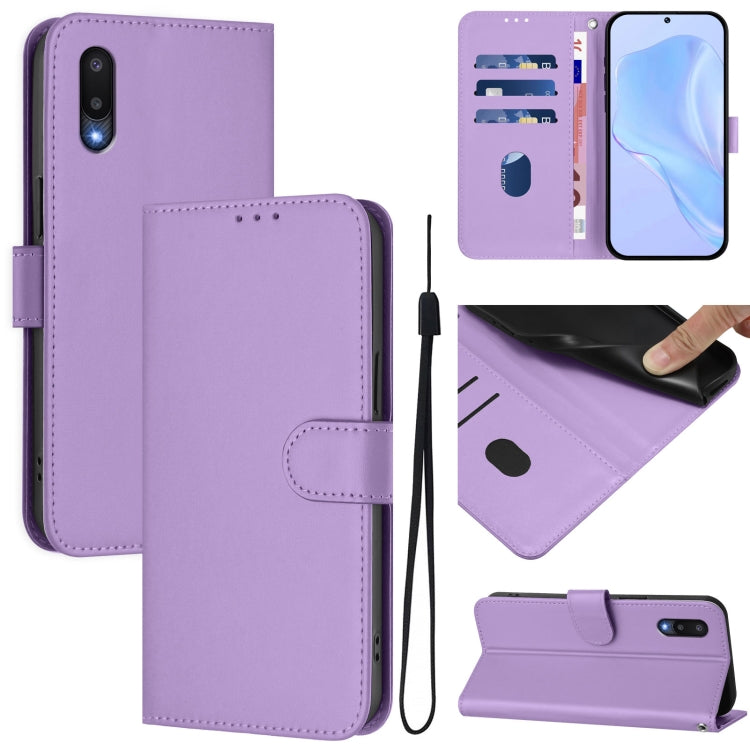 Custodia per telefono in pelle tinta unita effetto pelle con cordino, For Samsung Galaxy A02 / M02