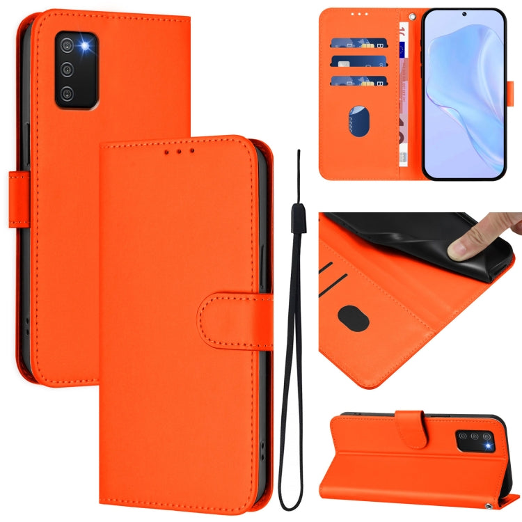 Custodia per telefono in pelle tinta unita effetto pelle con cordino, For Samsung Galaxy A02s 166mm