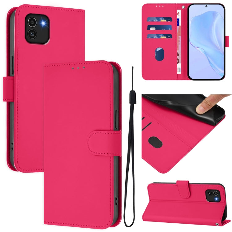 Custodia per telefono in pelle tinta unita effetto pelle con cordino, For Samsung Galaxy A03 164mm
