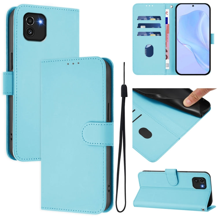 Custodia per telefono in pelle tinta unita effetto pelle con cordino, For Samsung Galaxy A03 166mm