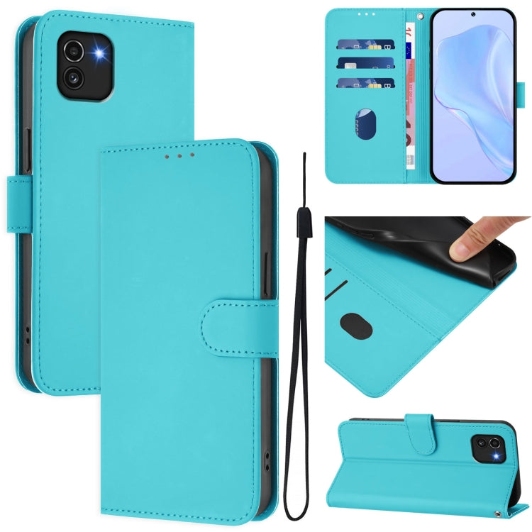 Custodia per telefono in pelle tinta unita effetto pelle con cordino, For Samsung Galaxy A03 166mm