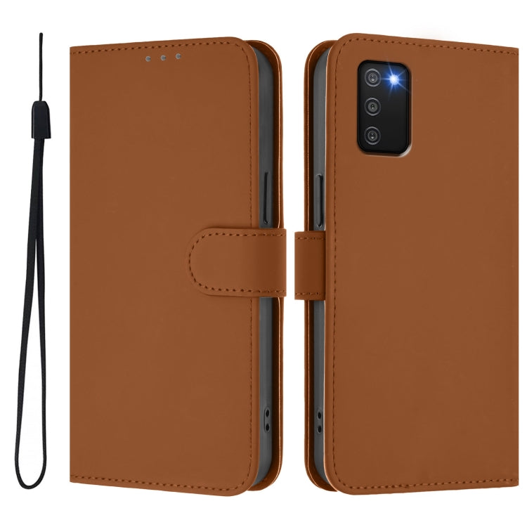 Custodia per telefono in pelle tinta unita effetto pelle con cordino, For Samsung Galaxy A03s 166mm