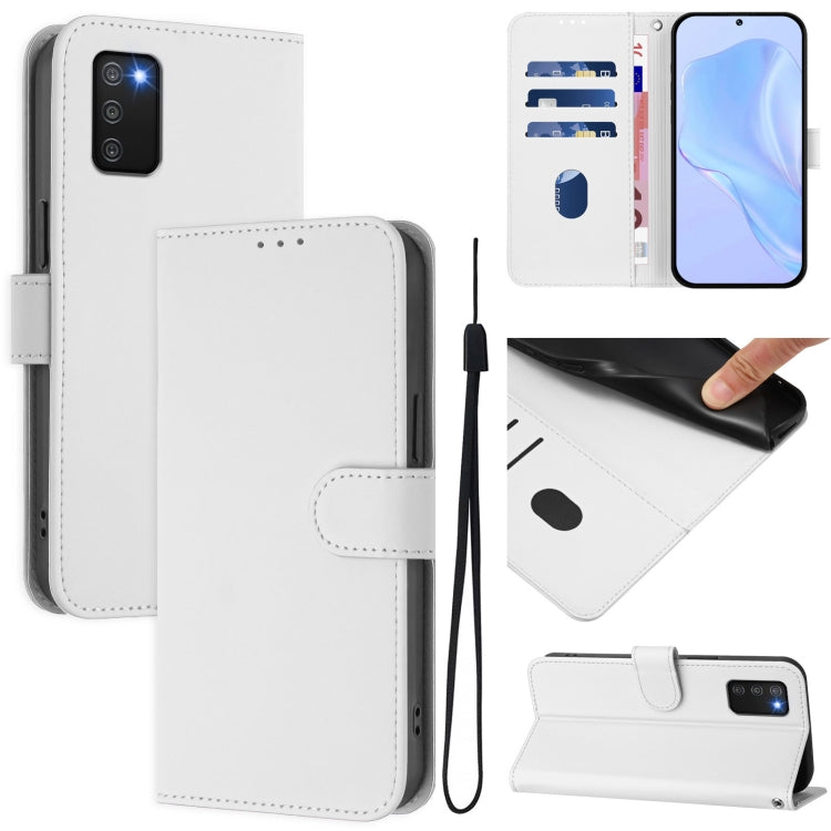 Custodia per telefono in pelle tinta unita effetto pelle con cordino, For Samsung Galaxy A03s 166mm