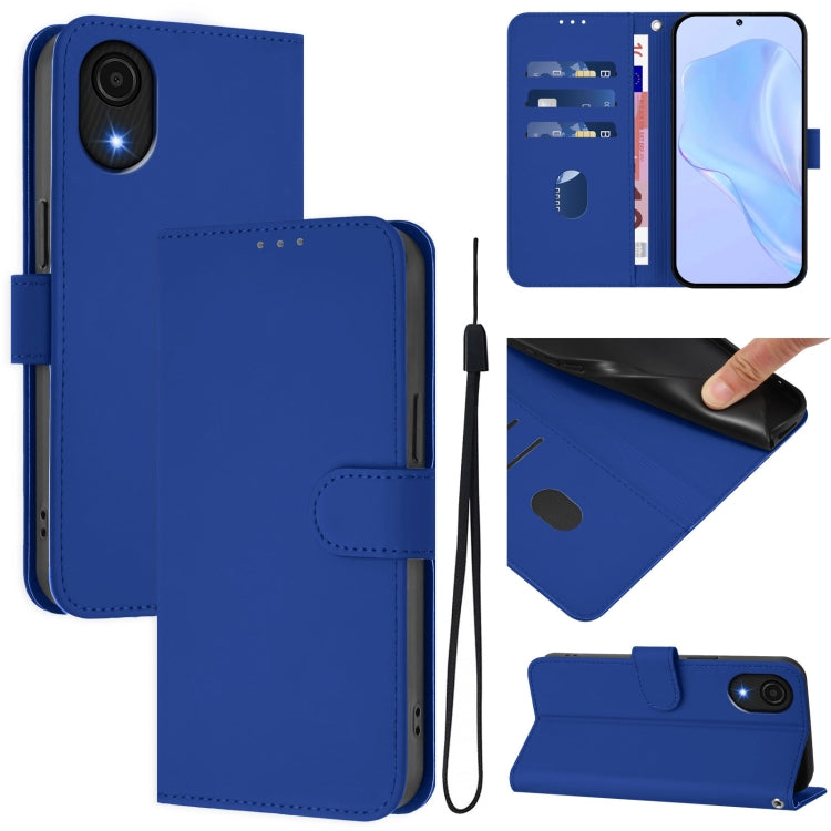 Custodia per telefono in pelle tinta unita effetto pelle con cordino, For Samsung Galaxy A04 Core / A03 Core