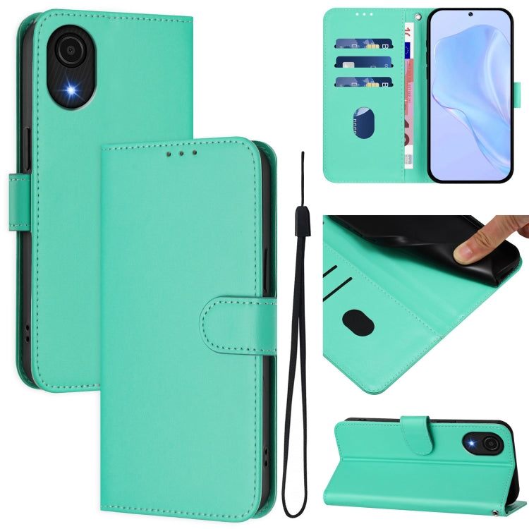 Custodia per telefono in pelle tinta unita effetto pelle con cordino, For Samsung Galaxy A04 Core / A03 Core