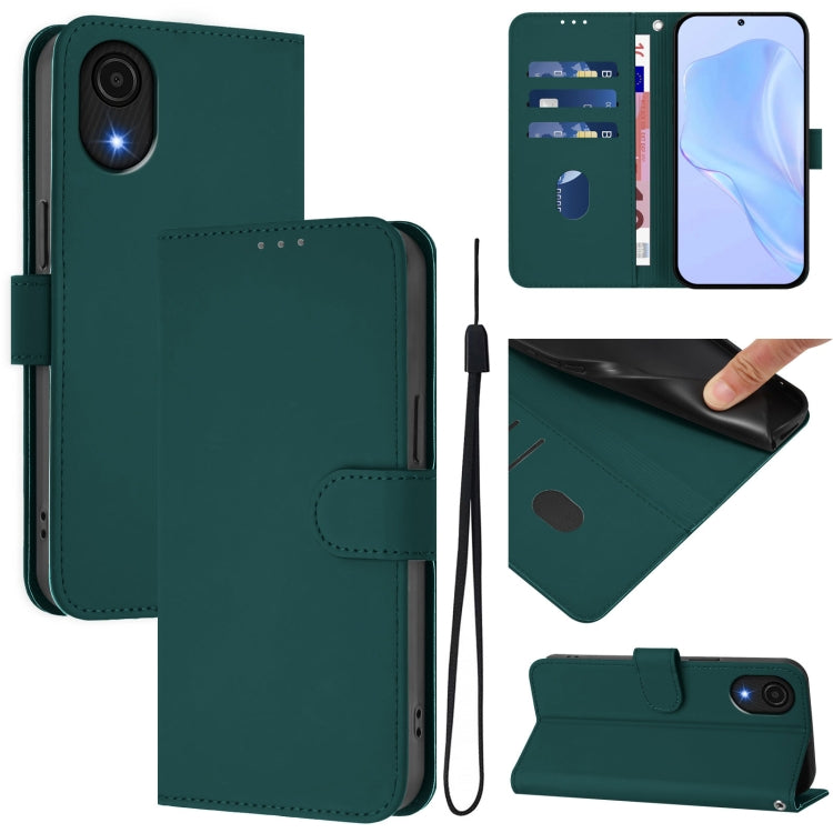 Custodia per telefono in pelle tinta unita effetto pelle con cordino, For Samsung Galaxy A04 Core / A03 Core