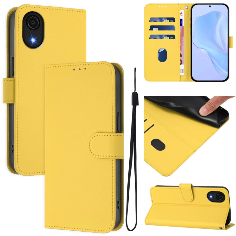 Custodia per telefono in pelle tinta unita effetto pelle con cordino, For Samsung Galaxy A04 Core / A03 Core