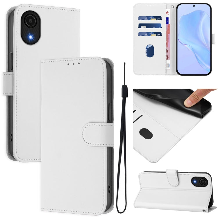Custodia per telefono in pelle tinta unita effetto pelle con cordino, For Samsung Galaxy A04 Core / A03 Core