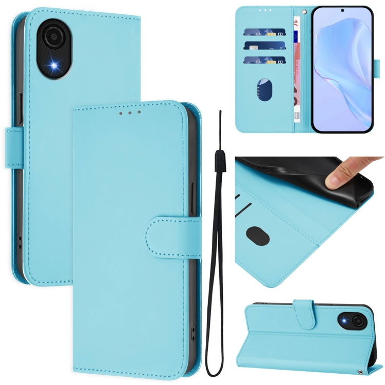 Custodia per telefono in pelle tinta unita effetto pelle con cordino, For Samsung Galaxy A04 Core / A03 Core