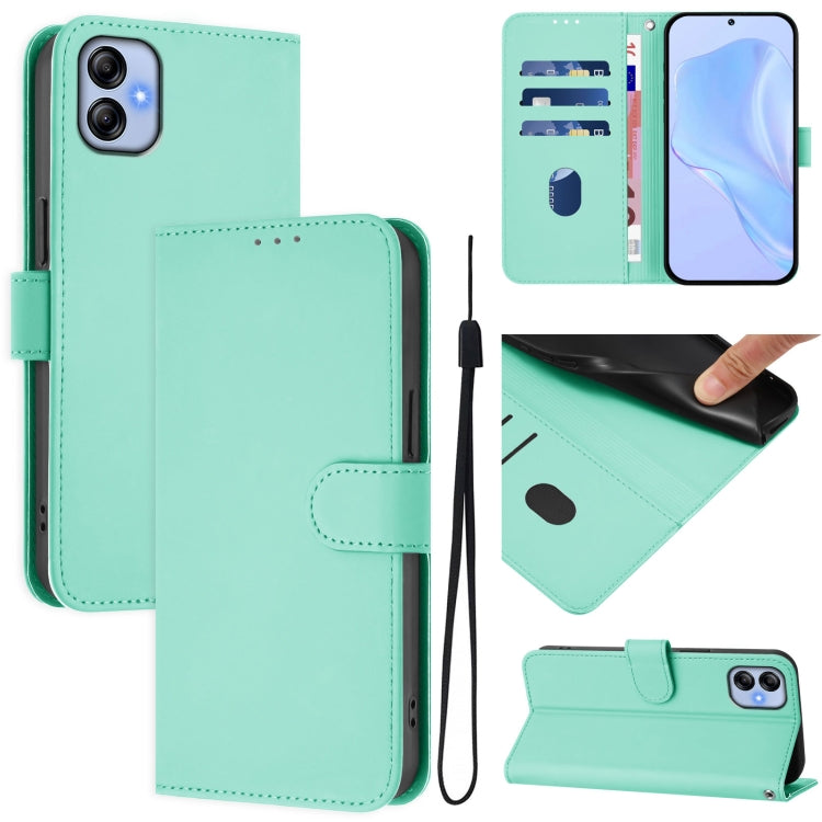 Custodia per telefono in pelle tinta unita effetto pelle con cordino, For Samsung Galaxy A04e / F04 / M04 4G
