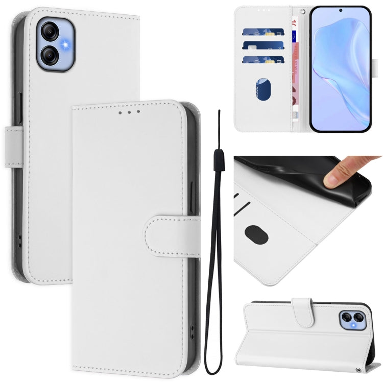 Custodia per telefono in pelle tinta unita effetto pelle con cordino, For Samsung Galaxy A04e / F04 / M04 4G
