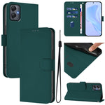 Custodia per telefono in pelle tinta unita effetto pelle con cordino, For Samsung Galaxy A05 4G Global