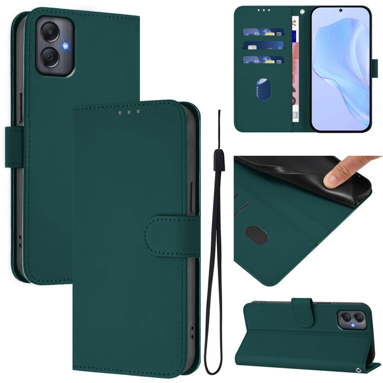 Custodia per telefono in pelle tinta unita effetto pelle con cordino, For Samsung Galaxy A05 4G Global