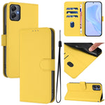Custodia per telefono in pelle tinta unita effetto pelle con cordino, For Samsung Galaxy A05 4G Global