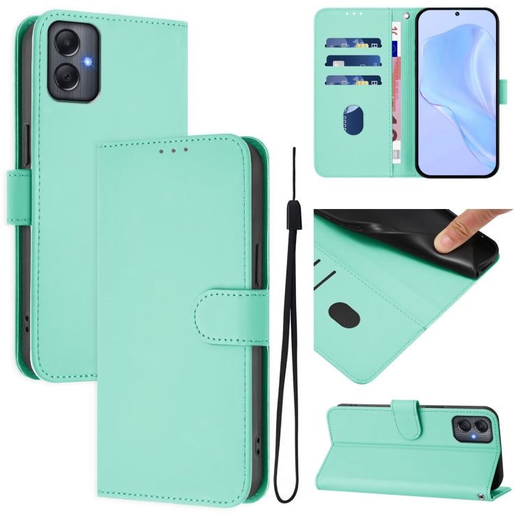 Custodia per telefono in pelle tinta unita effetto pelle con cordino, For Samsung Galaxy A05 4G Global