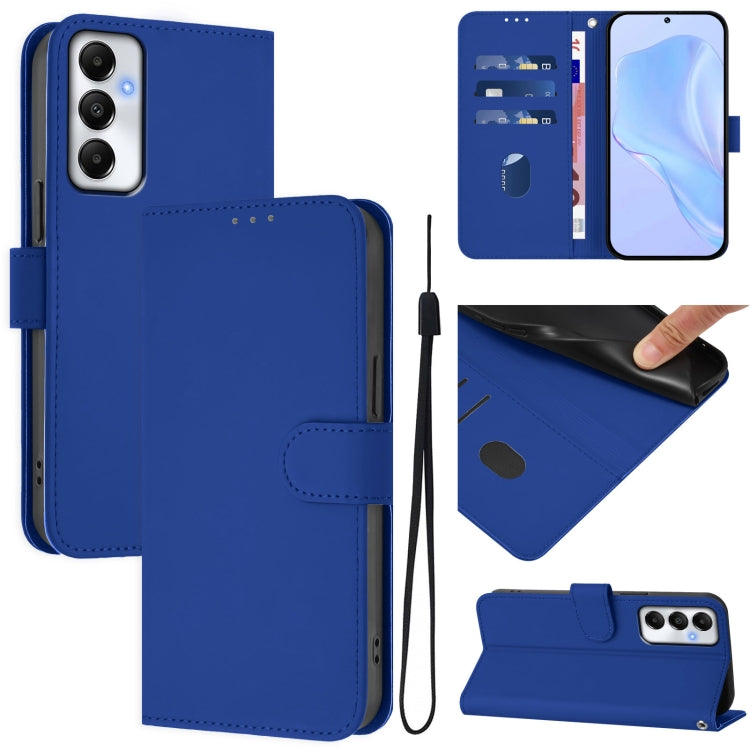 Custodia per telefono in pelle tinta unita effetto pelle con cordino, For Samsung Galaxy A05s 4G Global