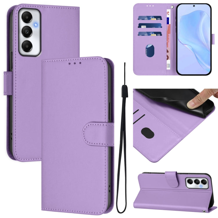 Custodia per telefono in pelle tinta unita effetto pelle con cordino, For Samsung Galaxy A05s 4G Global