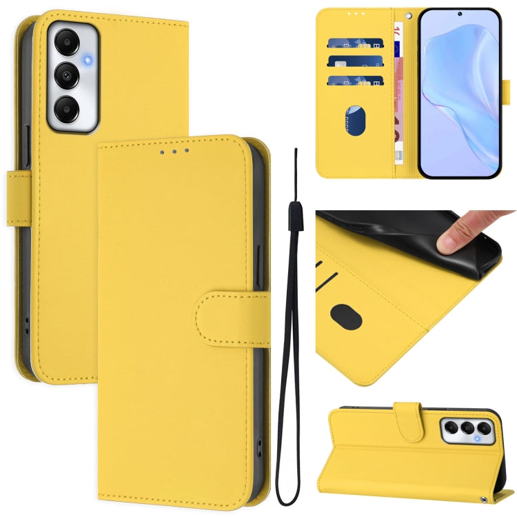 Custodia per telefono in pelle tinta unita effetto pelle con cordino, For Samsung Galaxy A05s 4G Global