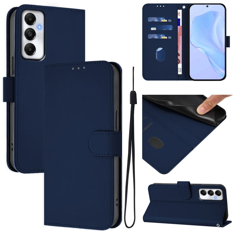 Custodia per telefono in pelle tinta unita effetto pelle con cordino, For Samsung Galaxy A05s 4G Global