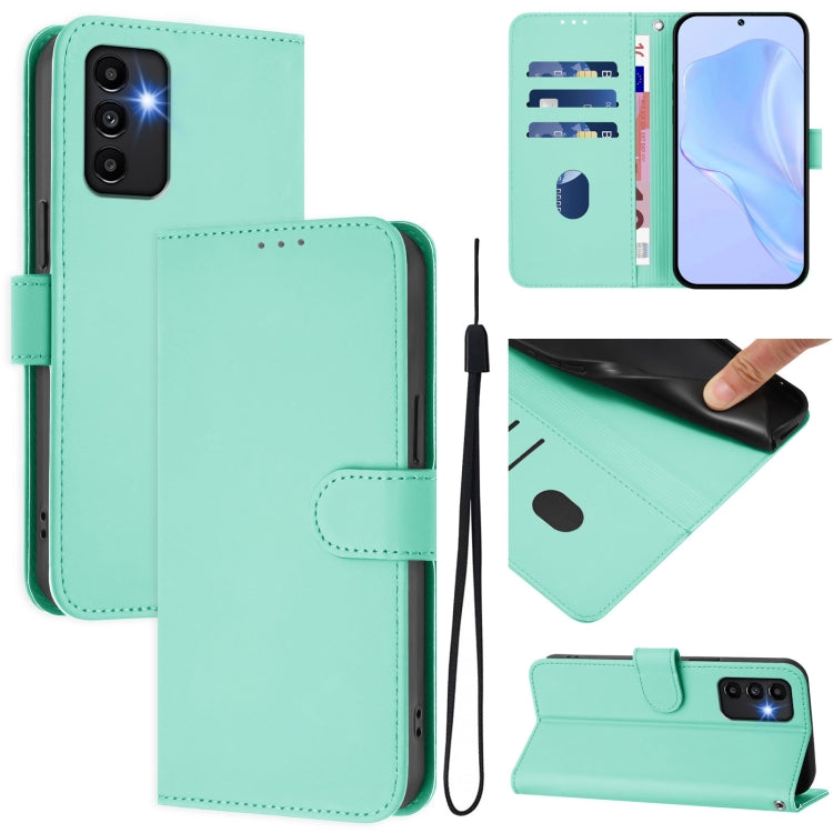 Custodia per telefono in pelle tinta unita effetto pelle con cordino, For Samsung Galaxy A13 5G / 4G / A04s
