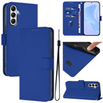 Custodia per telefono in pelle tinta unita effetto pelle con cordino, For Samsung Galaxy A14 5G / 4G