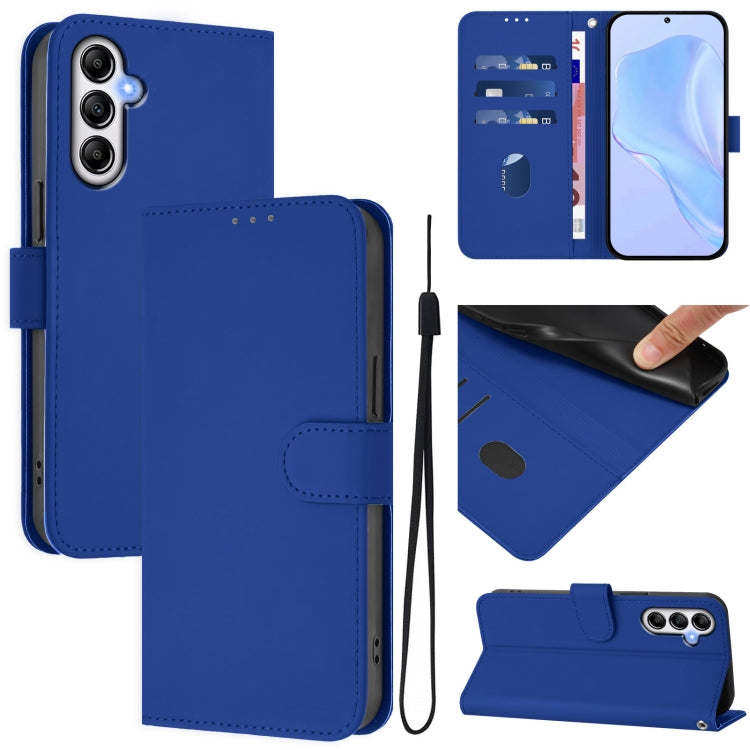 Custodia per telefono in pelle tinta unita effetto pelle con cordino, For Samsung Galaxy A14 5G / 4G