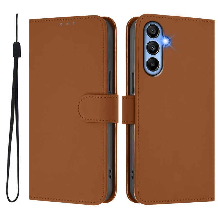 Custodia per telefono in pelle tinta unita effetto pelle con cordino, For Samsung Galaxy A15 5G / 4G