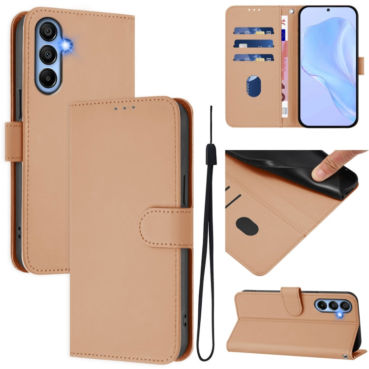 Custodia per telefono in pelle tinta unita effetto pelle con cordino, For Samsung Galaxy A15 5G / 4G