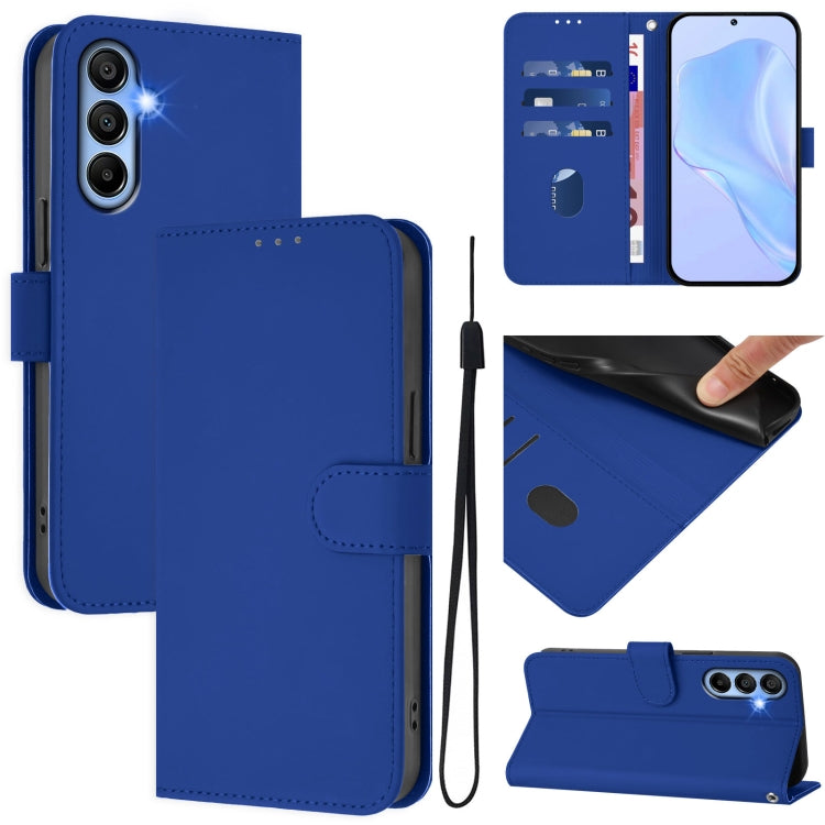 Custodia per telefono in pelle tinta unita effetto pelle con cordino, For Samsung Galaxy A15 5G / 4G