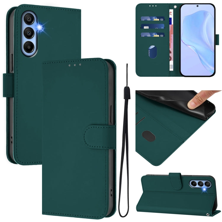 Custodia per telefono in pelle tinta unita effetto pelle con cordino, For Samsung Galaxy A15 5G / 4G