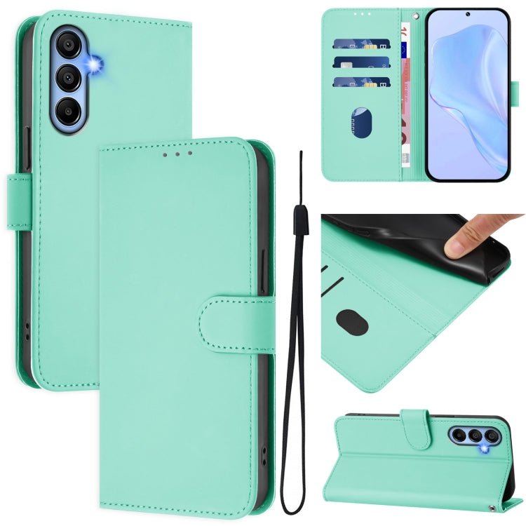 Custodia per telefono in pelle tinta unita effetto pelle con cordino, For Samsung Galaxy A15 5G / 4G