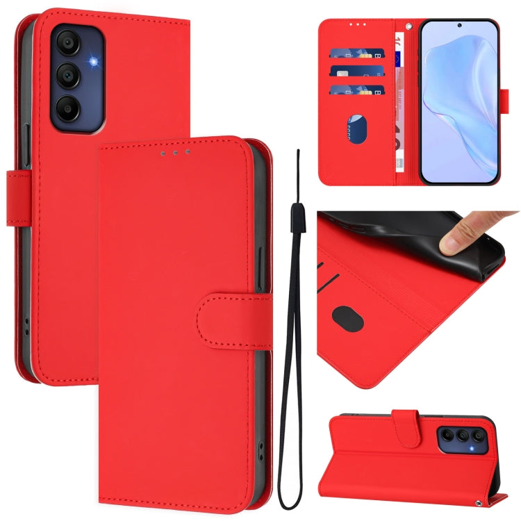 Custodia per telefono in pelle tinta unita effetto pelle con cordino, For Samsung Galaxy A16 5G / 4G