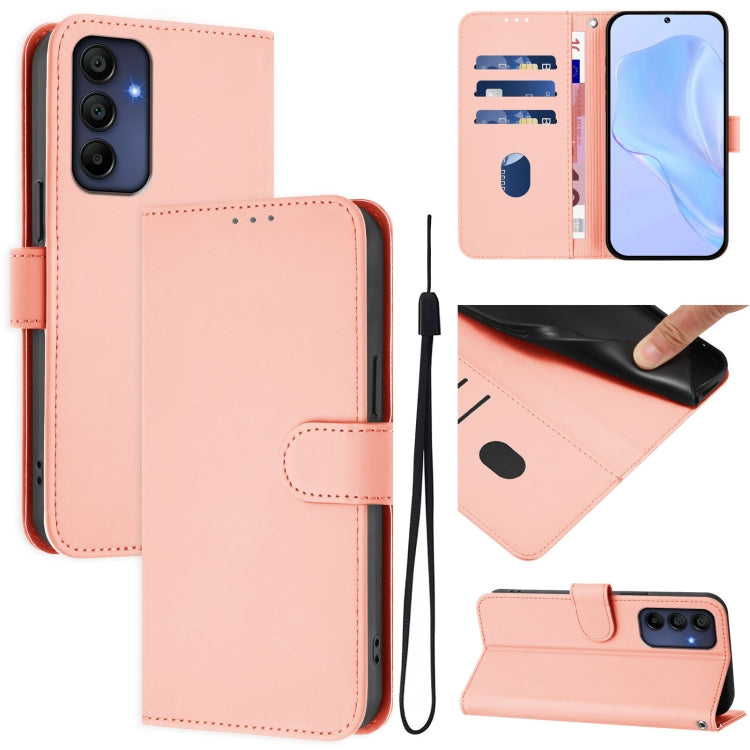Custodia per telefono in pelle tinta unita effetto pelle con cordino, For Samsung Galaxy A16 5G / 4G
